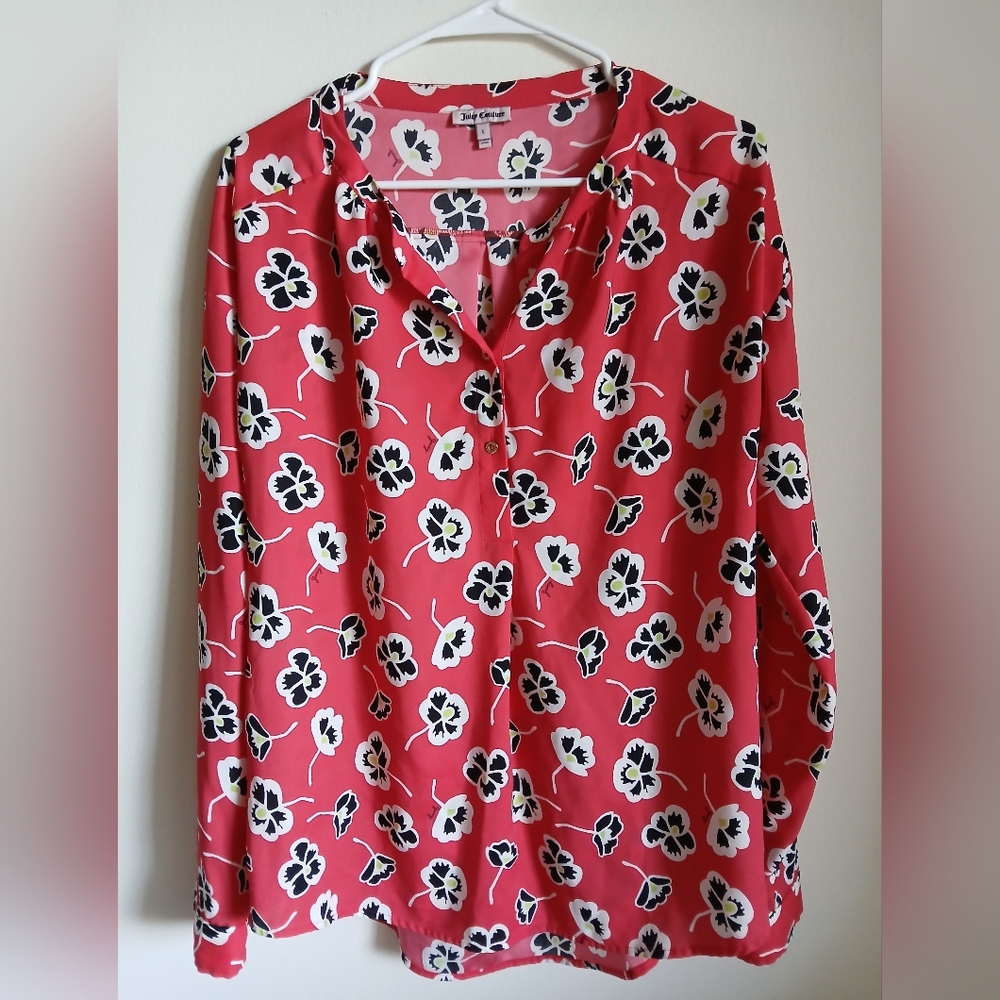 Juicy Couture Blouse Top Shirt Long Sleeve Size Large